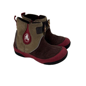 Crocs Boys Dawson Suede Boots - Red and Brown